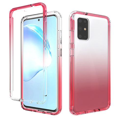 Silikon Hülle Handyhülle Ultra Dünn Flexible Schutzhülle Tasche Transparent Vorder und Rückseite 360 Grad Ganzkörper Farbverlauf für Samsung Galaxy S20 Plus 5G Rot