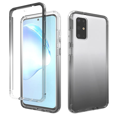 Silikon Hülle Handyhülle Ultra Dünn Flexible Schutzhülle Tasche Transparent Vorder und Rückseite 360 Grad Ganzkörper Farbverlauf für Samsung Galaxy S20 Plus Dunkelgrau