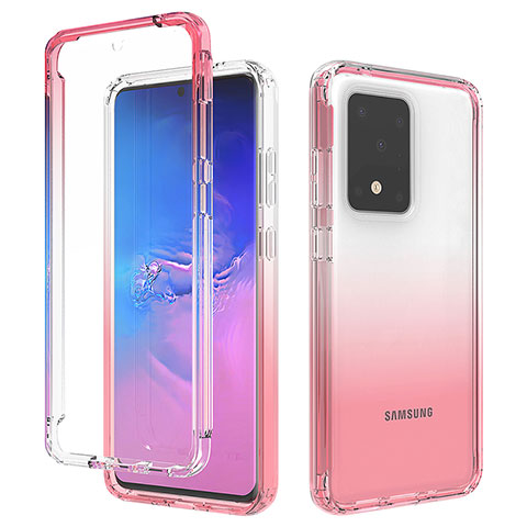 Silikon Hülle Handyhülle Ultra Dünn Flexible Schutzhülle Tasche Transparent Vorder und Rückseite 360 Grad Ganzkörper Farbverlauf für Samsung Galaxy S20 Ultra 5G Rot