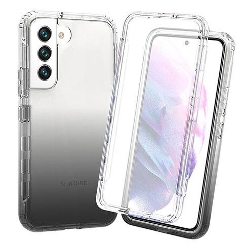 Silikon Hülle Handyhülle Ultra Dünn Flexible Schutzhülle Tasche Transparent Vorder und Rückseite 360 Grad Ganzkörper Farbverlauf für Samsung Galaxy S21 5G Schwarz