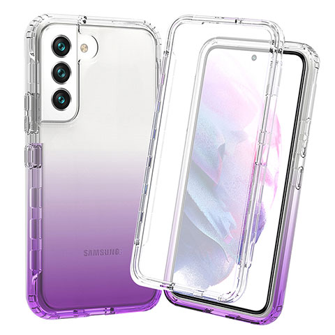 Silikon Hülle Handyhülle Ultra Dünn Flexible Schutzhülle Tasche Transparent Vorder und Rückseite 360 Grad Ganzkörper Farbverlauf für Samsung Galaxy S21 5G Violett