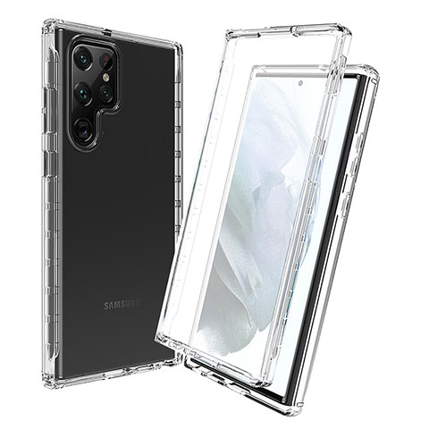 Silikon Hülle Handyhülle Ultra Dünn Flexible Schutzhülle Tasche Transparent Vorder und Rückseite 360 Grad Ganzkörper Farbverlauf für Samsung Galaxy S21 Ultra 5G Klar