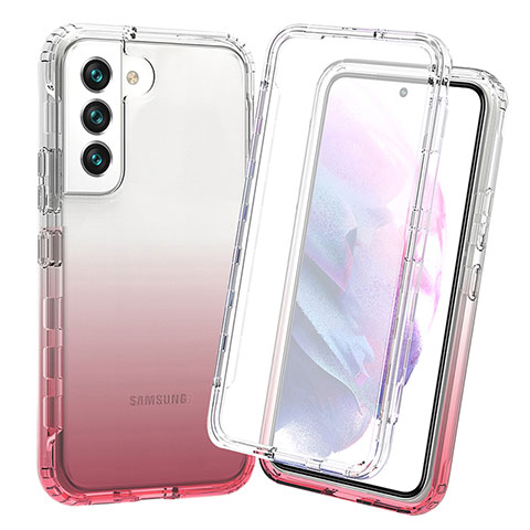 Silikon Hülle Handyhülle Ultra Dünn Flexible Schutzhülle Tasche Transparent Vorder und Rückseite 360 Grad Ganzkörper Farbverlauf für Samsung Galaxy S23 5G Rot