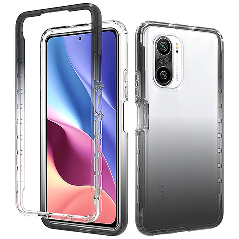 Silikon Hülle Handyhülle Ultra Dünn Flexible Schutzhülle Tasche Transparent Vorder und Rückseite 360 Grad Ganzkörper Farbverlauf für Xiaomi Mi 11i 5G Dunkelgrau