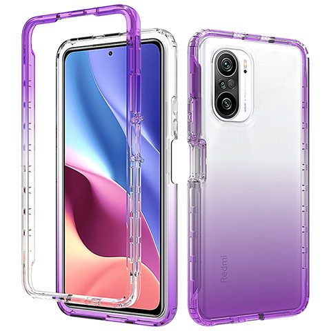 Silikon Hülle Handyhülle Ultra Dünn Flexible Schutzhülle Tasche Transparent Vorder und Rückseite 360 Grad Ganzkörper Farbverlauf für Xiaomi Mi 11X Pro 5G Violett