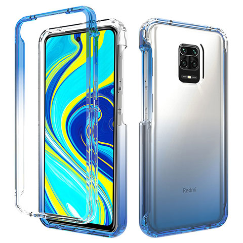 Silikon Hülle Handyhülle Ultra Dünn Flexible Schutzhülle Tasche Transparent Vorder und Rückseite 360 Grad Ganzkörper Farbverlauf für Xiaomi Poco M2 Pro Blau