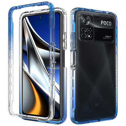 Silikon Hülle Handyhülle Ultra Dünn Flexible Schutzhülle Tasche Transparent Vorder und Rückseite 360 Grad Ganzkörper Farbverlauf für Xiaomi Poco X4 Pro 5G Blau