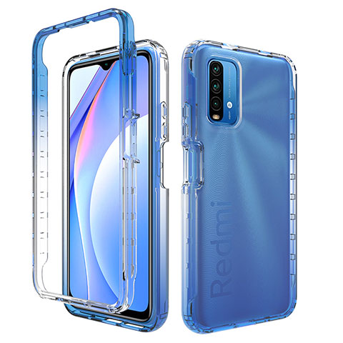 Silikon Hülle Handyhülle Ultra Dünn Flexible Schutzhülle Tasche Transparent Vorder und Rückseite 360 Grad Ganzkörper Farbverlauf für Xiaomi Redmi 9 Power Blau