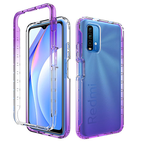 Silikon Hülle Handyhülle Ultra Dünn Flexible Schutzhülle Tasche Transparent Vorder und Rückseite 360 Grad Ganzkörper Farbverlauf für Xiaomi Redmi 9 Power Violett