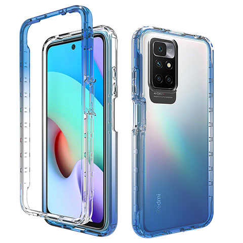 Silikon Hülle Handyhülle Ultra Dünn Flexible Schutzhülle Tasche Transparent Vorder und Rückseite 360 Grad Ganzkörper Farbverlauf für Xiaomi Redmi Note 11 4G (2021) Blau