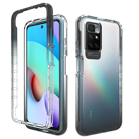 Silikon Hülle Handyhülle Ultra Dünn Flexible Schutzhülle Tasche Transparent Vorder und Rückseite 360 Grad Ganzkörper Farbverlauf für Xiaomi Redmi Note 11 4G (2021) Dunkelgrau