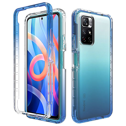 Silikon Hülle Handyhülle Ultra Dünn Flexible Schutzhülle Tasche Transparent Vorder und Rückseite 360 Grad Ganzkörper Farbverlauf für Xiaomi Redmi Note 11 5G Blau