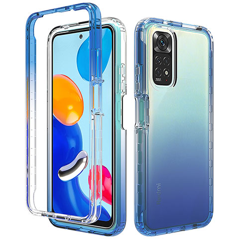 Silikon Hülle Handyhülle Ultra Dünn Flexible Schutzhülle Tasche Transparent Vorder und Rückseite 360 Grad Ganzkörper Farbverlauf für Xiaomi Redmi Note 11 Pro 4G Blau