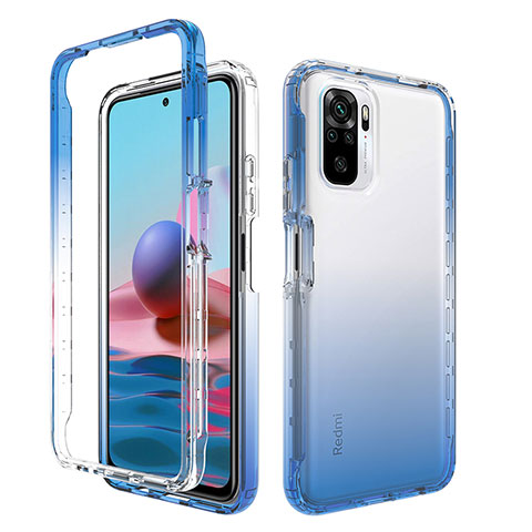 Silikon Hülle Handyhülle Ultra Dünn Flexible Schutzhülle Tasche Transparent Vorder und Rückseite 360 Grad Ganzkörper Farbverlauf für Xiaomi Redmi Note 11 SE India 4G Blau