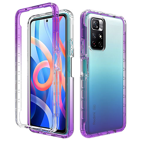 Silikon Hülle Handyhülle Ultra Dünn Flexible Schutzhülle Tasche Transparent Vorder und Rückseite 360 Grad Ganzkörper Farbverlauf für Xiaomi Redmi Note 11S 5G Violett