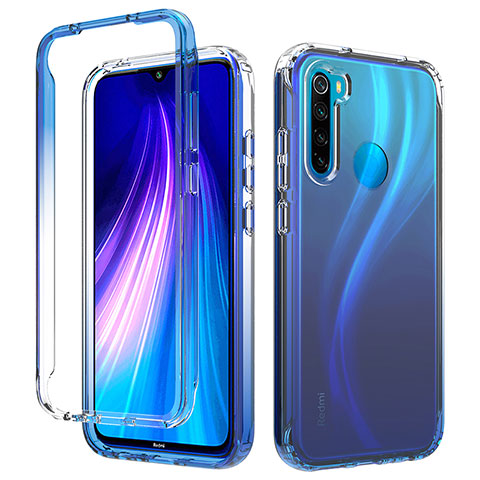 Silikon Hülle Handyhülle Ultra Dünn Flexible Schutzhülle Tasche Transparent Vorder und Rückseite 360 Grad Ganzkörper Farbverlauf für Xiaomi Redmi Note 8 (2021) Blau