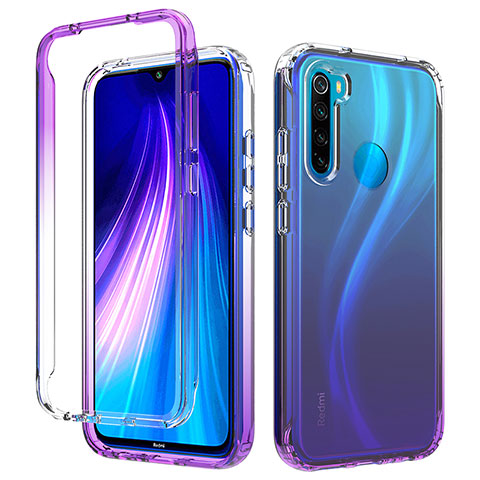 Silikon Hülle Handyhülle Ultra Dünn Flexible Schutzhülle Tasche Transparent Vorder und Rückseite 360 Grad Ganzkörper Farbverlauf für Xiaomi Redmi Note 8 (2021) Violett