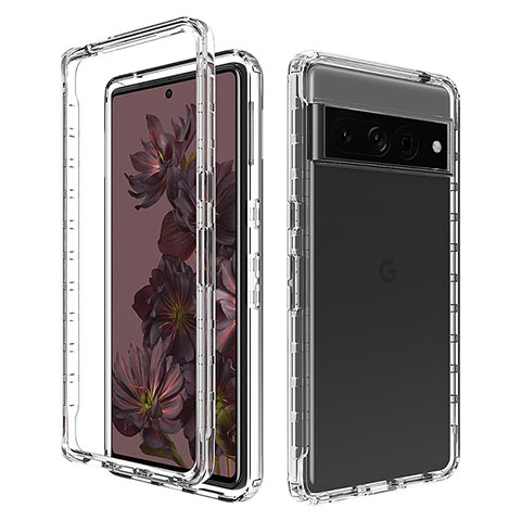 Silikon Hülle Handyhülle Ultra Dünn Flexible Schutzhülle Tasche Transparent Vorder und Rückseite 360 Grad Ganzkörper Farbverlauf JX1 für Google Pixel 7 Pro 5G Klar