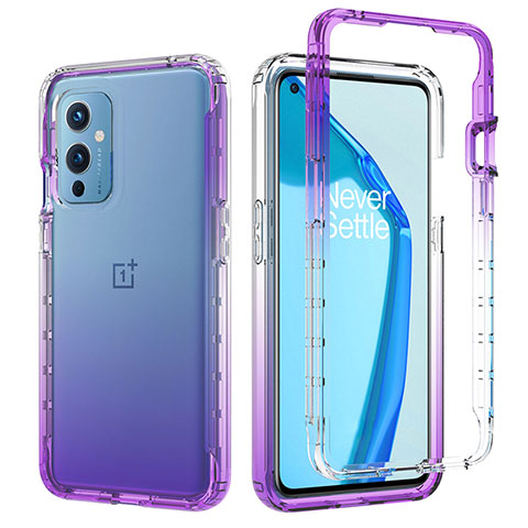 Silikon Hülle Handyhülle Ultra Dünn Flexible Schutzhülle Tasche Transparent Vorder und Rückseite 360 Grad Ganzkörper Farbverlauf JX1 für OnePlus 9 5G Violett