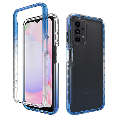 Silikon Hülle Handyhülle Ultra Dünn Flexible Schutzhülle Tasche Transparent Vorder und Rückseite 360 Grad Ganzkörper Farbverlauf JX1 für Samsung Galaxy A13 4G Blau