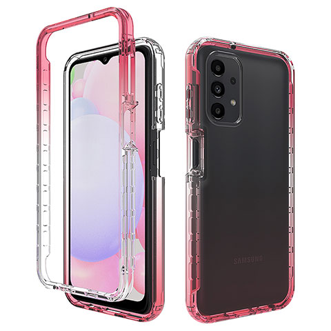 Silikon Hülle Handyhülle Ultra Dünn Flexible Schutzhülle Tasche Transparent Vorder und Rückseite 360 Grad Ganzkörper Farbverlauf JX1 für Samsung Galaxy A13 4G Rot