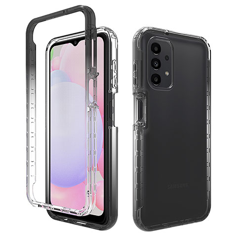 Silikon Hülle Handyhülle Ultra Dünn Flexible Schutzhülle Tasche Transparent Vorder und Rückseite 360 Grad Ganzkörper Farbverlauf JX1 für Samsung Galaxy A13 4G Schwarz