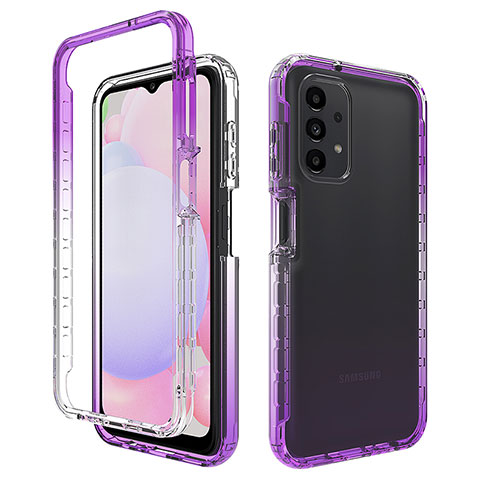 Silikon Hülle Handyhülle Ultra Dünn Flexible Schutzhülle Tasche Transparent Vorder und Rückseite 360 Grad Ganzkörper Farbverlauf JX1 für Samsung Galaxy A13 4G Violett