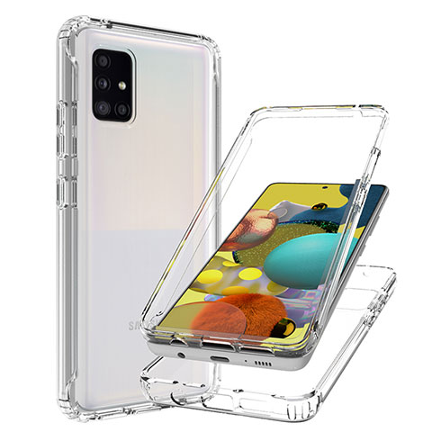 Silikon Hülle Handyhülle Ultra Dünn Flexible Schutzhülle Tasche Transparent Vorder und Rückseite 360 Grad Ganzkörper Farbverlauf JX1 für Samsung Galaxy A51 4G Klar