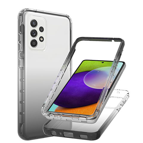 Silikon Hülle Handyhülle Ultra Dünn Flexible Schutzhülle Tasche Transparent Vorder und Rückseite 360 Grad Ganzkörper Farbverlauf JX1 für Samsung Galaxy A52 5G Schwarz