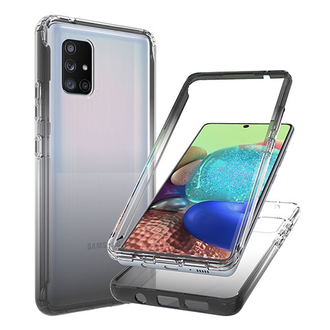 Silikon Hülle Handyhülle Ultra Dünn Flexible Schutzhülle Tasche Transparent Vorder und Rückseite 360 Grad Ganzkörper Farbverlauf JX1 für Samsung Galaxy A71 4G A715 Schwarz