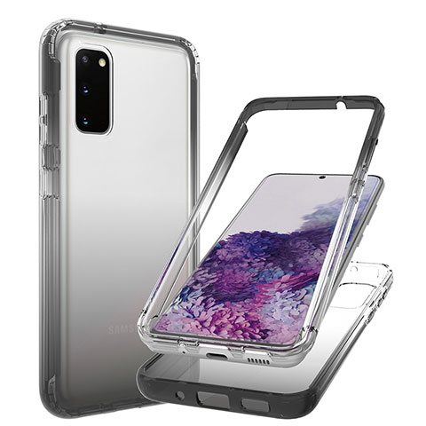 Silikon Hülle Handyhülle Ultra Dünn Flexible Schutzhülle Tasche Transparent Vorder und Rückseite 360 Grad Ganzkörper Farbverlauf JX1 für Samsung Galaxy S20 5G Schwarz