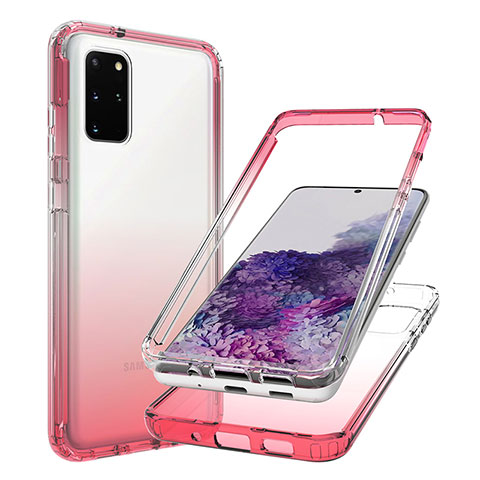 Silikon Hülle Handyhülle Ultra Dünn Flexible Schutzhülle Tasche Transparent Vorder und Rückseite 360 Grad Ganzkörper Farbverlauf JX1 für Samsung Galaxy S20 Plus Rot