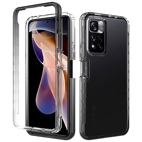 Silikon Hülle Handyhülle Ultra Dünn Flexible Schutzhülle Tasche Transparent Vorder und Rückseite 360 Grad Ganzkörper Farbverlauf JX1 für Xiaomi Mi 11i 5G (2022) Schwarz