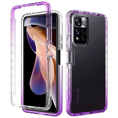 Silikon Hülle Handyhülle Ultra Dünn Flexible Schutzhülle Tasche Transparent Vorder und Rückseite 360 Grad Ganzkörper Farbverlauf JX1 für Xiaomi Mi 11i 5G (2022) Violett