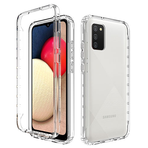 Silikon Hülle Handyhülle Ultra Dünn Flexible Schutzhülle Tasche Transparent Vorder und Rückseite 360 Grad Ganzkörper Farbverlauf JX4 für Samsung Galaxy M02s Klar