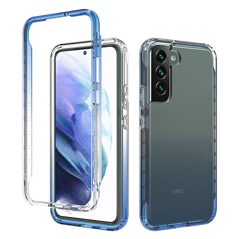 Silikon Hülle Handyhülle Ultra Dünn Flexible Schutzhülle Tasche Transparent Vorder und Rückseite 360 Grad Ganzkörper Farbverlauf M01 für Samsung Galaxy S21 5G Blau