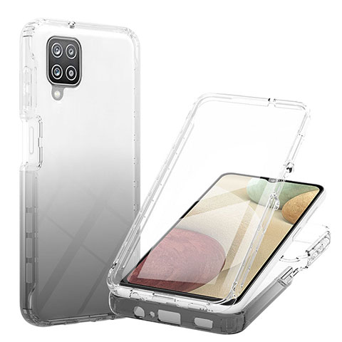 Silikon Hülle Handyhülle Ultra Dünn Flexible Schutzhülle Tasche Transparent Vorder und Rückseite 360 Grad Ganzkörper Farbverlauf YB1 für Samsung Galaxy A12 5G Schwarz