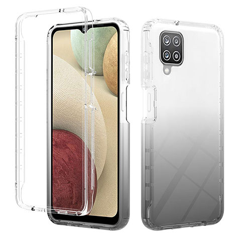 Silikon Hülle Handyhülle Ultra Dünn Flexible Schutzhülle Tasche Transparent Vorder und Rückseite 360 Grad Ganzkörper Farbverlauf YB2 für Samsung Galaxy A12 5G Schwarz