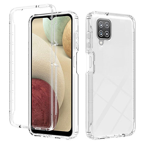 Silikon Hülle Handyhülle Ultra Dünn Flexible Schutzhülle Tasche Transparent Vorder und Rückseite 360 Grad Ganzkörper Farbverlauf YB2 für Samsung Galaxy A12 Klar