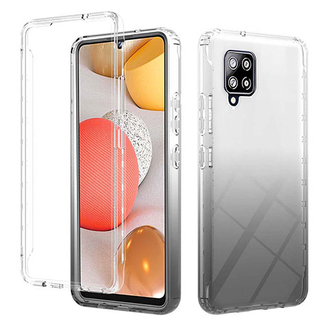 Silikon Hülle Handyhülle Ultra Dünn Flexible Schutzhülle Tasche Transparent Vorder und Rückseite 360 Grad Ganzkörper Farbverlauf YB2 für Samsung Galaxy A42 5G Schwarz