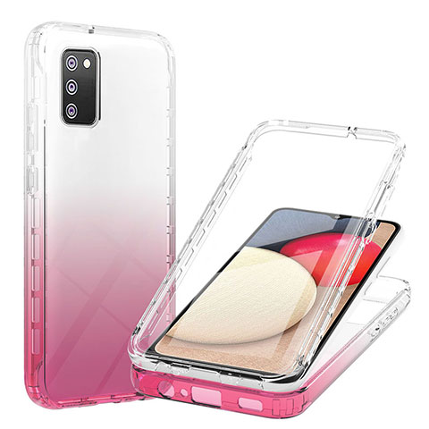 Silikon Hülle Handyhülle Ultra Dünn Flexible Schutzhülle Tasche Transparent Vorder und Rückseite 360 Grad Ganzkörper Farbverlauf ZJ1 für Samsung Galaxy A03s Rosa