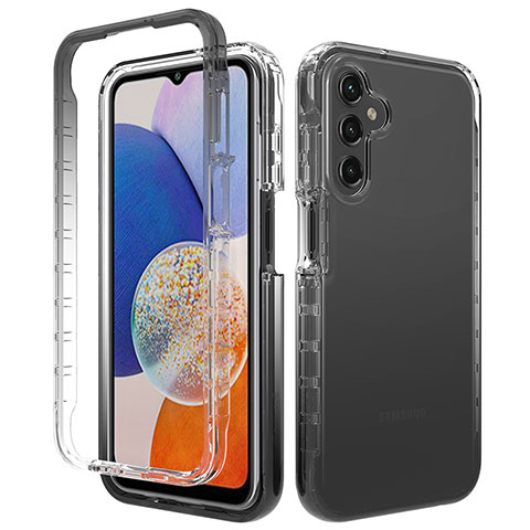 Silikon Hülle Handyhülle Ultra Dünn Flexible Schutzhülle Tasche Transparent Vorder und Rückseite 360 Grad Ganzkörper Farbverlauf ZJ1 für Samsung Galaxy A05s Schwarz