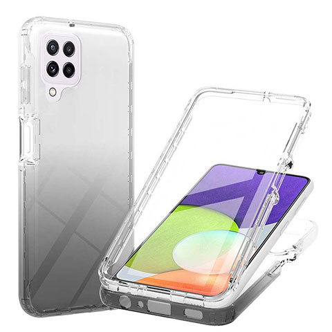 Silikon Hülle Handyhülle Ultra Dünn Flexible Schutzhülle Tasche Transparent Vorder und Rückseite 360 Grad Ganzkörper Farbverlauf ZJ1 für Samsung Galaxy A22 4G Schwarz