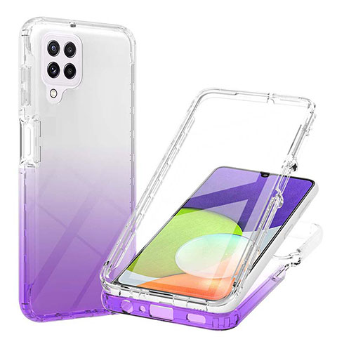 Silikon Hülle Handyhülle Ultra Dünn Flexible Schutzhülle Tasche Transparent Vorder und Rückseite 360 Grad Ganzkörper Farbverlauf ZJ1 für Samsung Galaxy A22 4G Violett