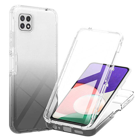 Silikon Hülle Handyhülle Ultra Dünn Flexible Schutzhülle Tasche Transparent Vorder und Rückseite 360 Grad Ganzkörper Farbverlauf ZJ1 für Samsung Galaxy A22s 5G Schwarz