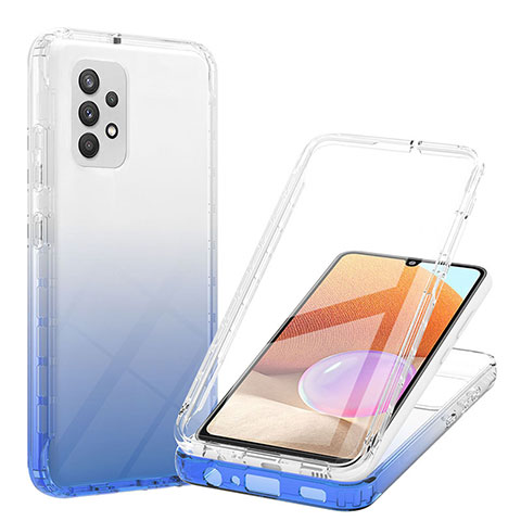 Silikon Hülle Handyhülle Ultra Dünn Flexible Schutzhülle Tasche Transparent Vorder und Rückseite 360 Grad Ganzkörper Farbverlauf ZJ1 für Samsung Galaxy A32 4G Blau