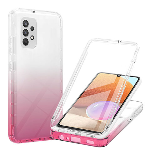 Silikon Hülle Handyhülle Ultra Dünn Flexible Schutzhülle Tasche Transparent Vorder und Rückseite 360 Grad Ganzkörper Farbverlauf ZJ1 für Samsung Galaxy A32 4G Rosa