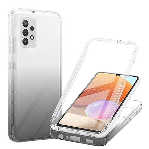 Silikon Hülle Handyhülle Ultra Dünn Flexible Schutzhülle Tasche Transparent Vorder und Rückseite 360 Grad Ganzkörper Farbverlauf ZJ1 für Samsung Galaxy A32 4G Schwarz