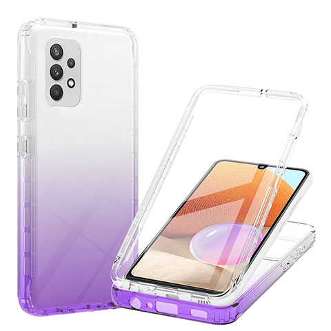 Silikon Hülle Handyhülle Ultra Dünn Flexible Schutzhülle Tasche Transparent Vorder und Rückseite 360 Grad Ganzkörper Farbverlauf ZJ1 für Samsung Galaxy A32 4G Violett