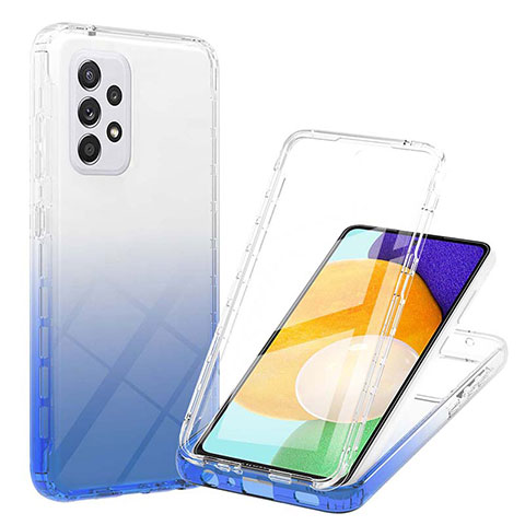 Silikon Hülle Handyhülle Ultra Dünn Flexible Schutzhülle Tasche Transparent Vorder und Rückseite 360 Grad Ganzkörper Farbverlauf ZJ1 für Samsung Galaxy A52 5G Blau